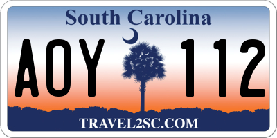 SC license plate AOY112