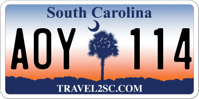 SC license plate AOY114