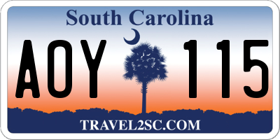 SC license plate AOY115