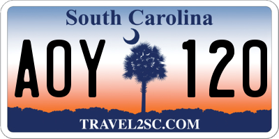 SC license plate AOY120