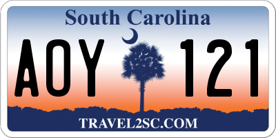 SC license plate AOY121
