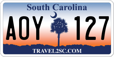 SC license plate AOY127