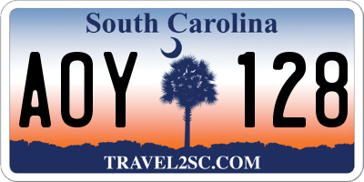 SC license plate AOY128