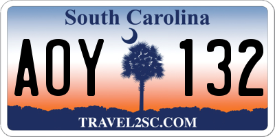 SC license plate AOY132