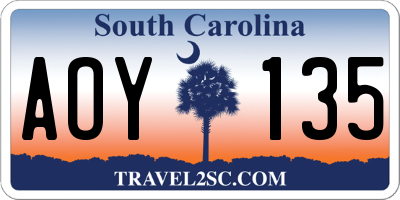 SC license plate AOY135