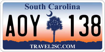 SC license plate AOY138