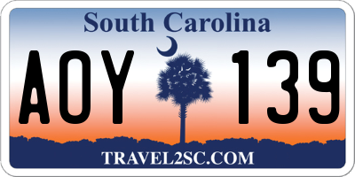 SC license plate AOY139