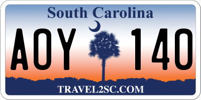 SC license plate AOY140