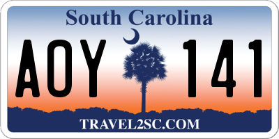 SC license plate AOY141
