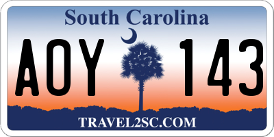 SC license plate AOY143