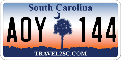 SC license plate AOY144