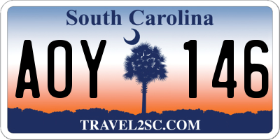 SC license plate AOY146