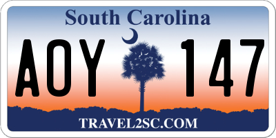 SC license plate AOY147