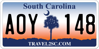 SC license plate AOY148