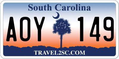SC license plate AOY149