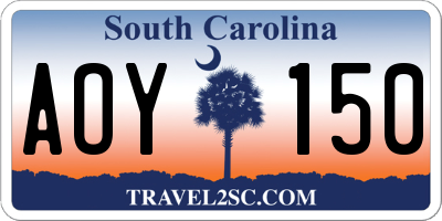 SC license plate AOY150