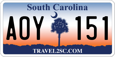SC license plate AOY151