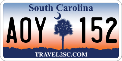 SC license plate AOY152