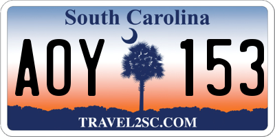 SC license plate AOY153