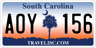 SC license plate AOY156