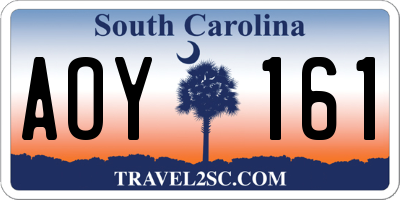 SC license plate AOY161