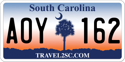 SC license plate AOY162