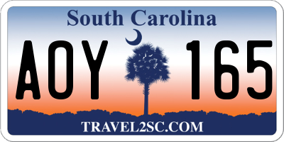 SC license plate AOY165