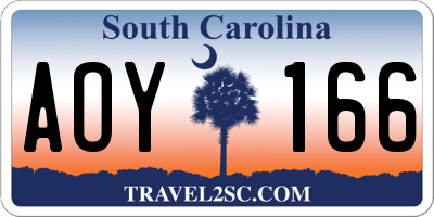 SC license plate AOY166