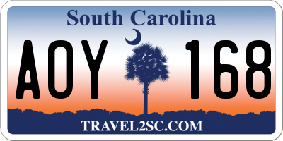 SC license plate AOY168
