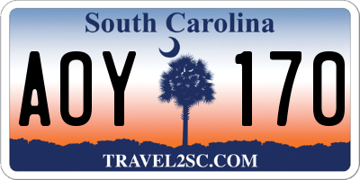 SC license plate AOY170
