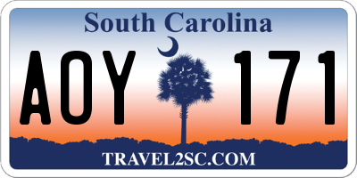 SC license plate AOY171