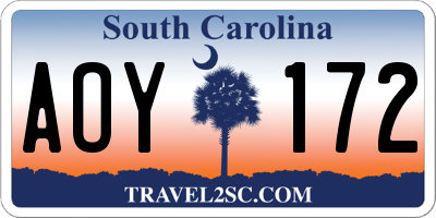 SC license plate AOY172
