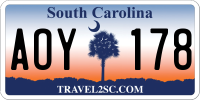 SC license plate AOY178