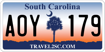 SC license plate AOY179