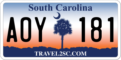 SC license plate AOY181