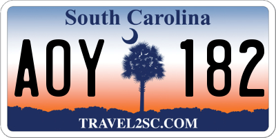 SC license plate AOY182
