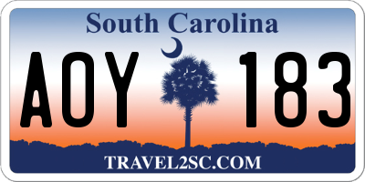 SC license plate AOY183