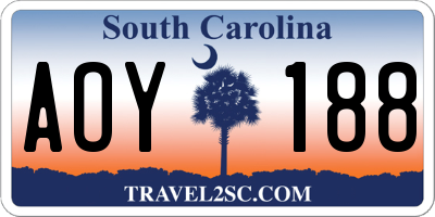 SC license plate AOY188