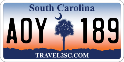 SC license plate AOY189