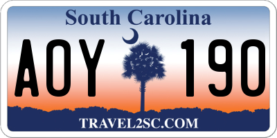 SC license plate AOY190