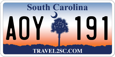 SC license plate AOY191