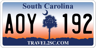 SC license plate AOY192