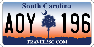 SC license plate AOY196