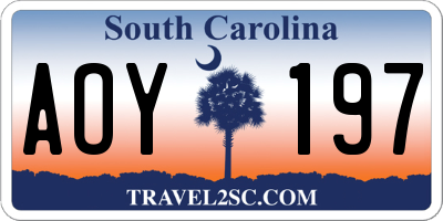 SC license plate AOY197