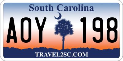 SC license plate AOY198
