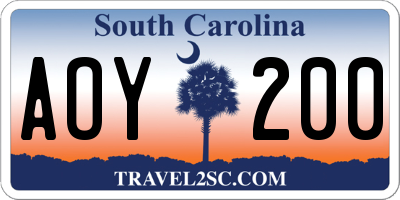 SC license plate AOY200