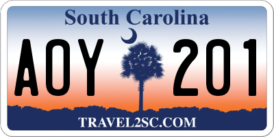 SC license plate AOY201