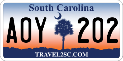 SC license plate AOY202