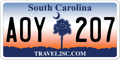 SC license plate AOY207