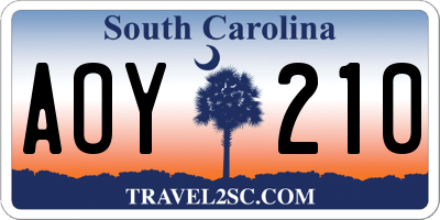 SC license plate AOY210